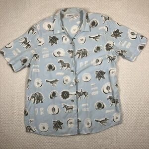 Vtg Glaser Set Women's Button Up Animal Plant/Print Shirt 16/XL Biology Teacher